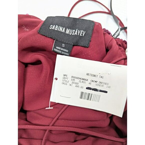 Sabina Musayev Zarya Women's Sequined Dress in Wine Size S (MSRP $495) - Picture 7 of 10